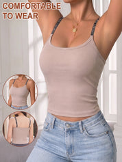 Women's Letter Tank Top with Bra Pads