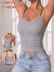 Women's Letter Tank Top with Bra Pads