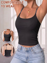 Women's Letter Tank Top with Bra Pads