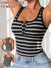 Womens Henley Scoop Neck Button Up Tank Top with Bra