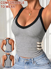 Womens V Neck Racerback Workout Tops with Bra