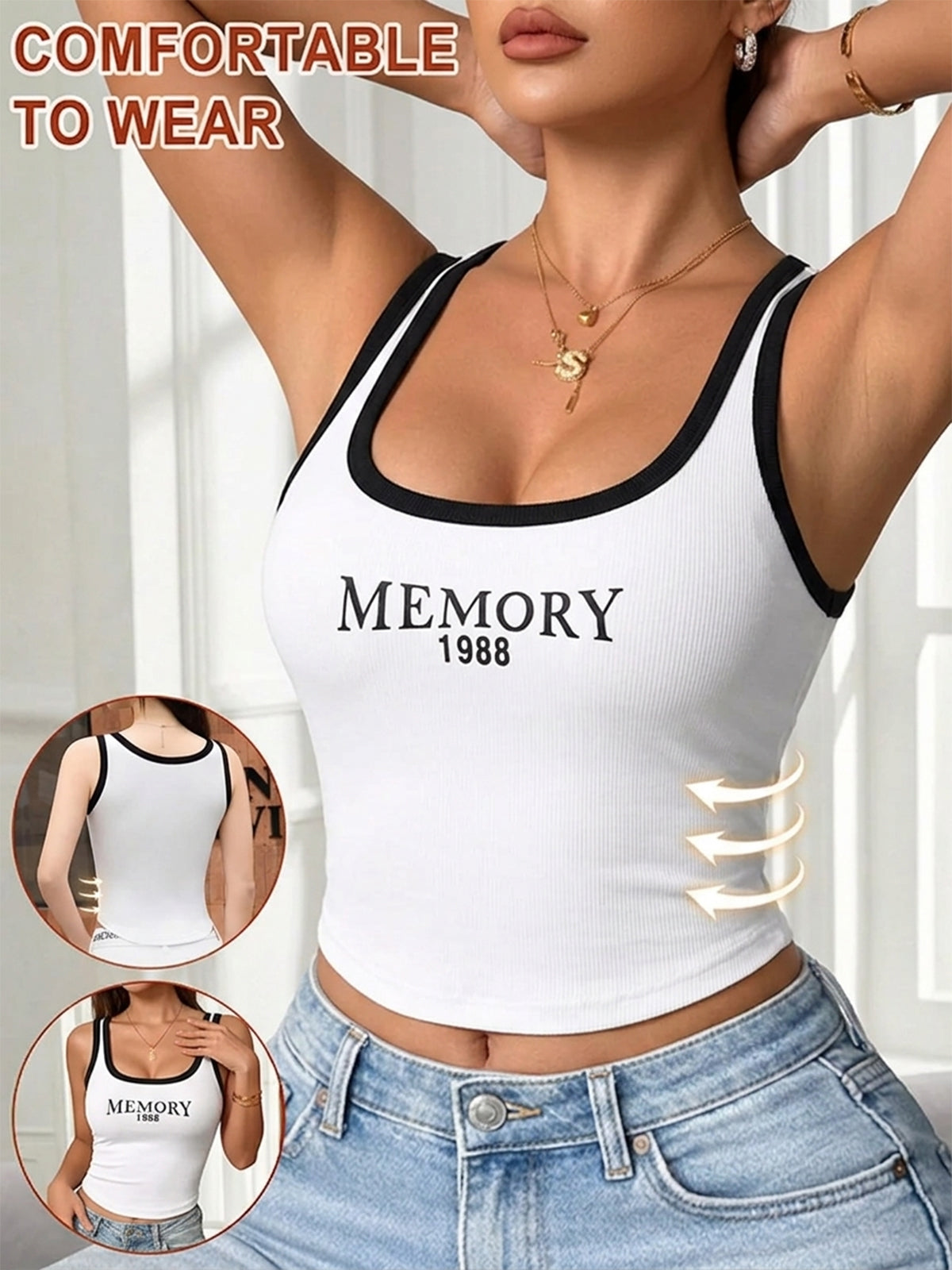 Women's Letter Graphic Tank Top with Bra