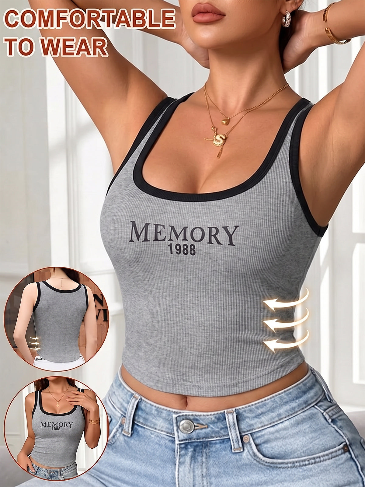 Women's Letter Graphic Tank Top with Bra