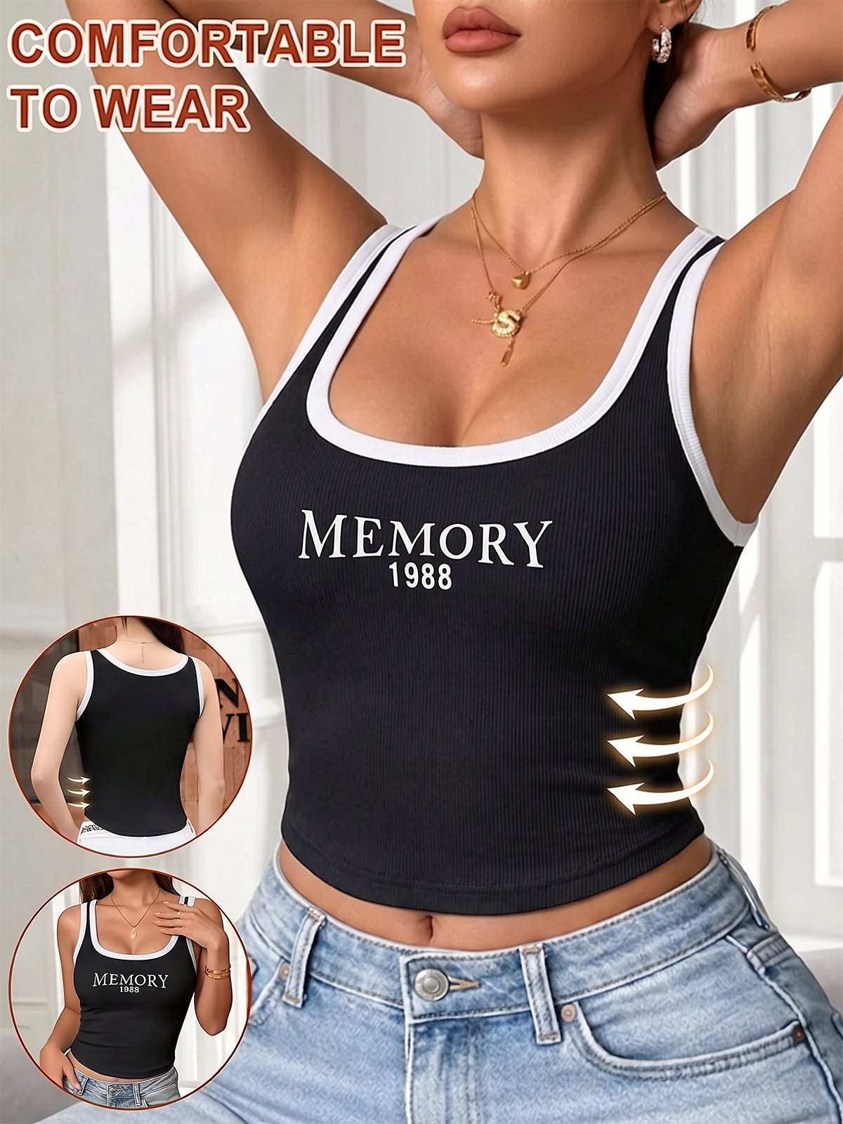 Women's Letter Graphic Tank Top with Bra