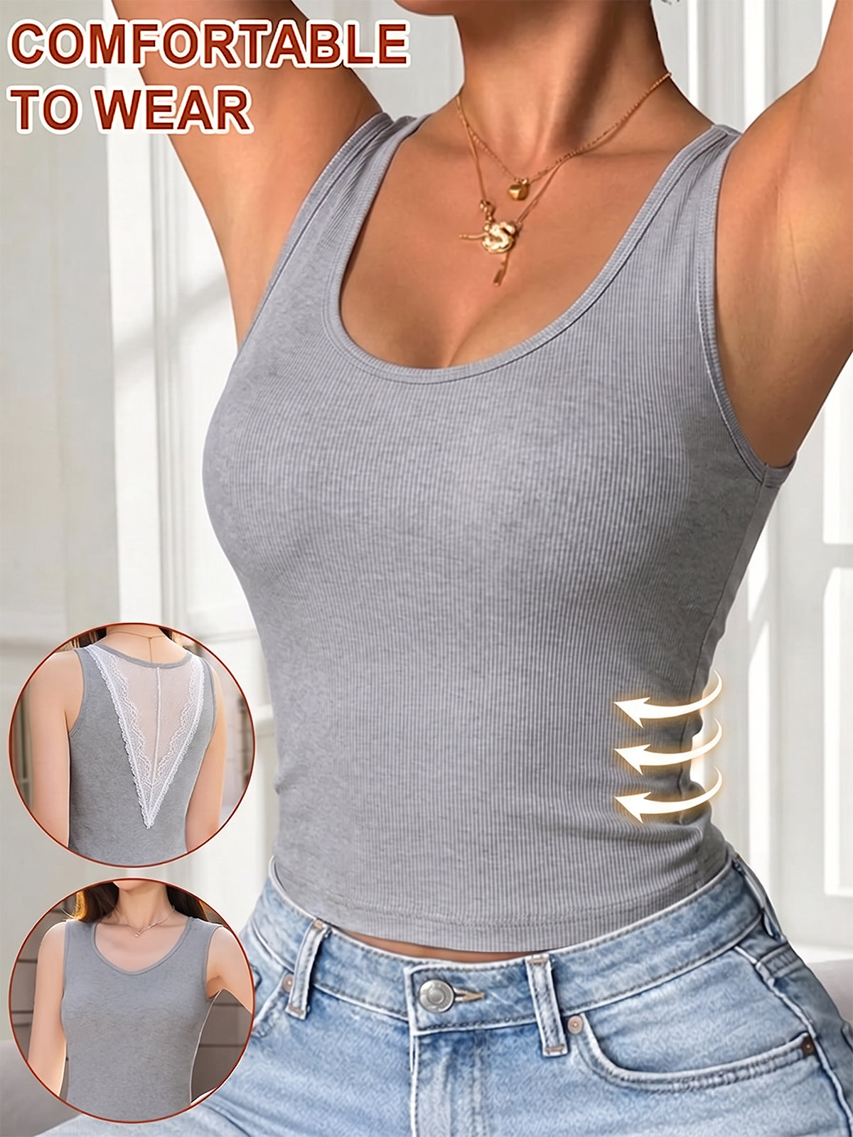 Ribbed Tank Top with Bra