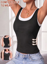 Faux Two-piece Color-blocked Camisole with Bra