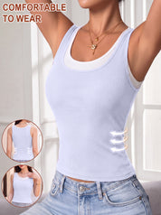 Faux Two-piece Color-blocked Camisole with Bra