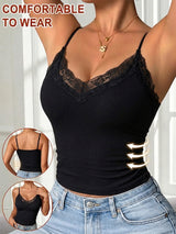 Women's Lace Trim V Neck Cami Top