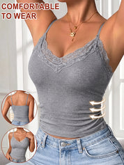 Women's Lace Trim V Neck Cami Top