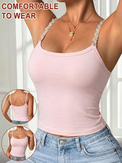 Women's Floral Slim Fit Tank Top with Bra Pads