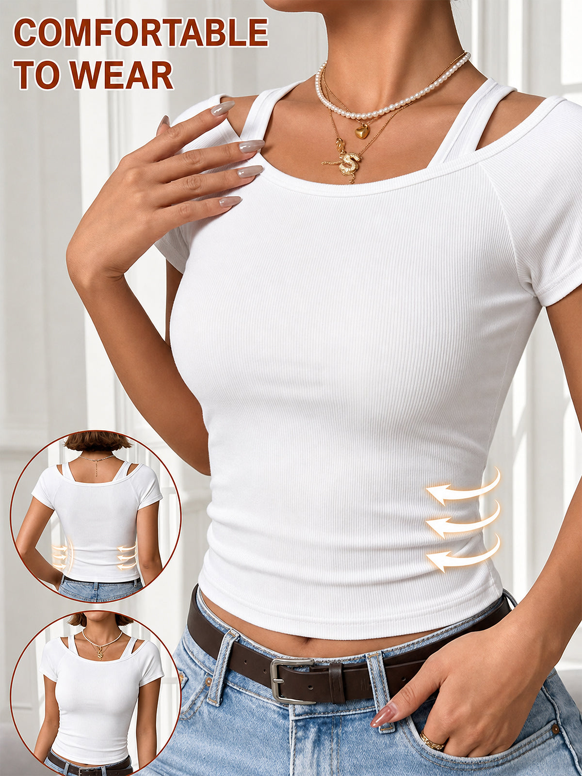 Off-shoulder Tank Top with Padded Bra