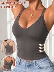 One-piece Cross Strap Tank Top with Bra