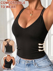 One-piece Cross Strap Tank Top with Bra