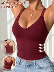 One-piece Cross Strap Tank Top with Bra