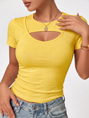 Women's Cut Out Front Sexy T-Shirt with Bra