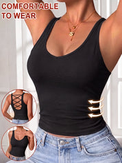 Cross-cut Hollow Backless Tank Top with Bra