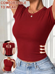Bow Tie U-shaped Hollow Short Sleeve with Bra