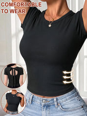 Bow Tie U-shaped Hollow Short Sleeve with Bra