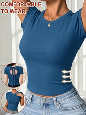 Bow Tie U-shaped Hollow Short Sleeve with Bra