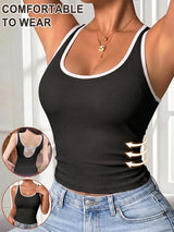 Lace-trimmed Ribbed Vest with Bra