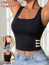 Hollow-out Cross-back Camisole with Bra Pads