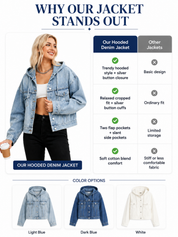 Women’s Hooded Cropped Oversized Denim Jacket