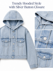 Women’s Hooded Cropped Oversized Denim Jacket