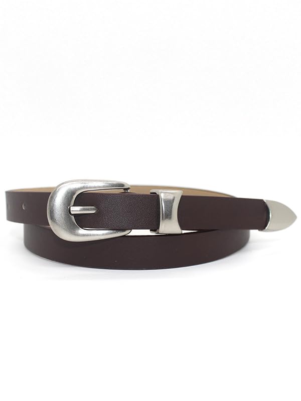 Y2K Black Oval D Ring Star Silver Buckle Belt