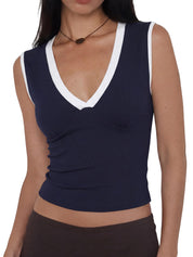 Women Deep V Neck Tops