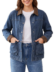 Oversized Denim Jean Jacket with Pockets