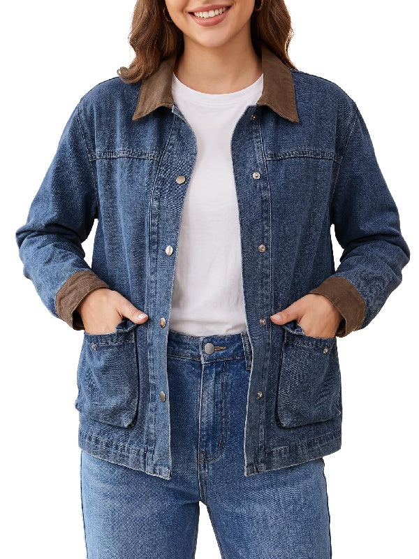 Oversized Denim Jean Jacket with Pockets