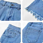 High Waisted Button Denim Shorts