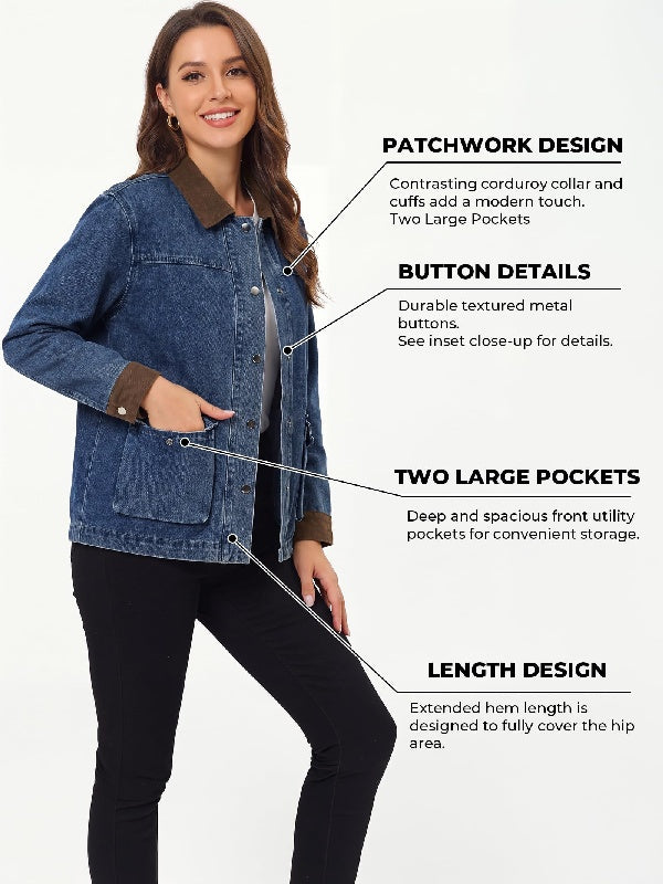Oversized Denim Jean Jacket with Pockets