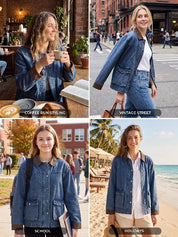 Oversized Denim Jean Jacket with Pockets