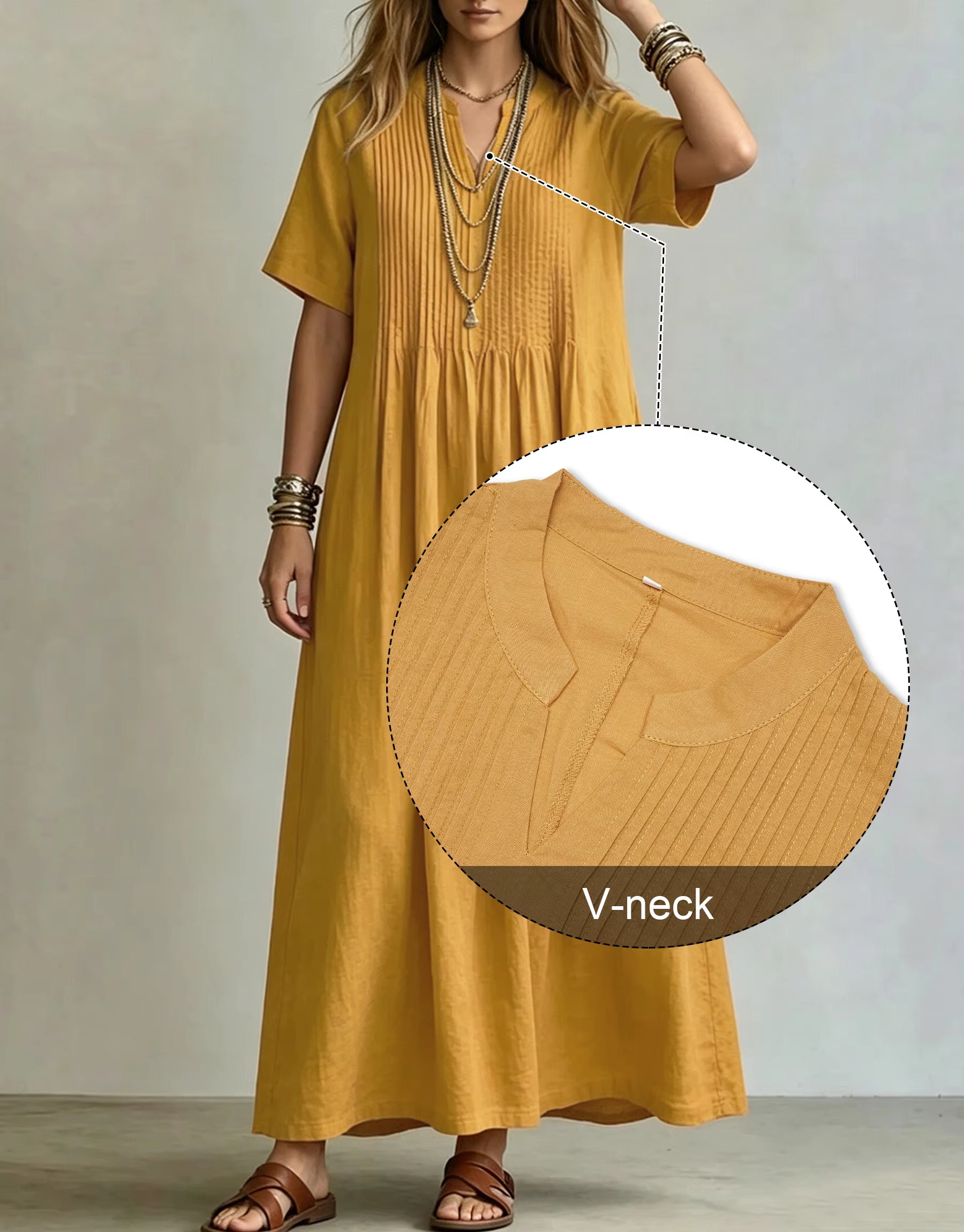 Women's Loose Casual V-Neck Dress