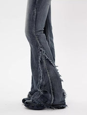 Mid Rise Embroidered Stretch 90s Y2K Bell Bottom Denim Pants