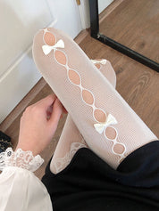 Lolita Bow Cutout Mesh Tights