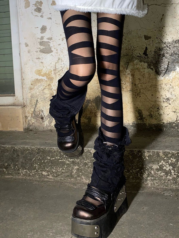 Bandage Detail Mesh Tights