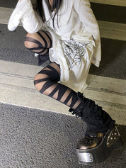 Bandage Detail Mesh Tights