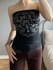 Vintage Totem Print Bandeau Top