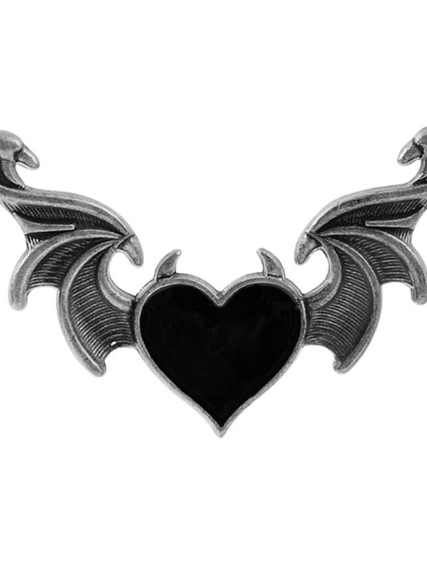 Devil Wing Heart Pendant Necklace