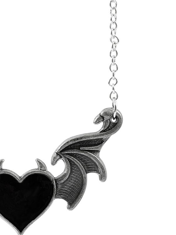 Devil Wing Heart Pendant Necklace