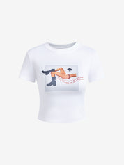 Poker White Baby Crop Top