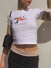 Poker White Baby Crop Top