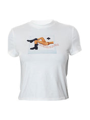 Poker White Baby Crop Top
