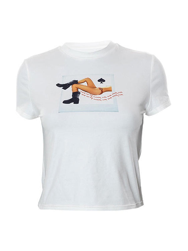 Poker White Baby Crop Top