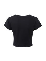 Skull Print Short Sleeve Y2K Crop Top