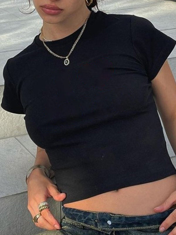 Love Letter Print Short Sleeve Crop Top