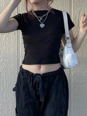 Love Letter Print Short Sleeve Crop Top