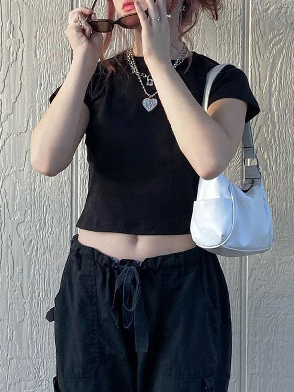 Love Letter Print Short Sleeve Crop Top